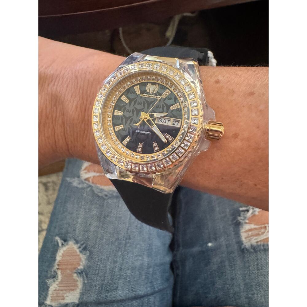 TechnoMarine Cruise TM-121175 Black Mother of Pearl Dial 40mm Watch NIB